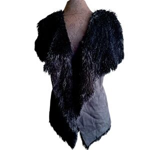 Cejon Black Vest Faux Fur/Suede with pockets Size L/XL New NWT